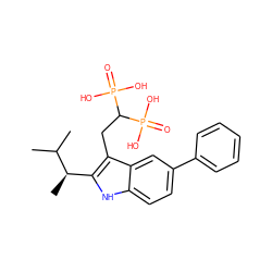 CC(C)[C@H](C)c1[nH]c2ccc(-c3ccccc3)cc2c1CC(P(=O)(O)O)P(=O)(O)O ZINC000220951016