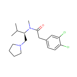 CC(C)[C@H](CN1CCCC1)N(C)C(=O)Cc1ccc(Cl)c(Cl)c1 ZINC000013446366