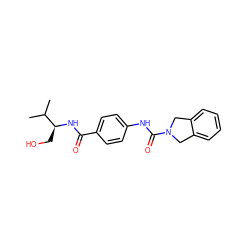 CC(C)[C@H](CO)NC(=O)c1ccc(NC(=O)N2Cc3ccccc3C2)cc1 ZINC000166511682