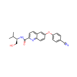 CC(C)[C@H](CO)NC(=O)c1ccc2cc(Oc3ccc(C#N)cc3)ccc2n1 ZINC000584629624