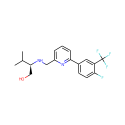 CC(C)[C@H](CO)NCc1cccc(-c2ccc(F)c(C(F)(F)F)c2)n1 ZINC000204407814