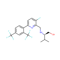 CC(C)[C@H](CO)NCc1nc(-c2ccc(C(F)(F)F)cc2C(F)(F)F)ccc1F ZINC000218701126