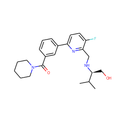 CC(C)[C@H](CO)NCc1nc(-c2cccc(C(=O)N3CCCCC3)c2)ccc1F ZINC000204409387