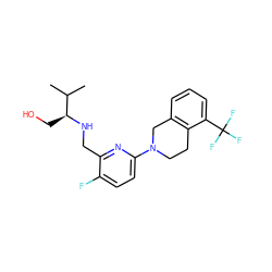 CC(C)[C@H](CO)NCc1nc(N2CCc3c(cccc3C(F)(F)F)C2)ccc1F ZINC000204412562