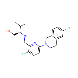 CC(C)[C@H](CO)NCc1nc(N2CCc3cc(Cl)ccc3C2)ccc1F ZINC000204416378