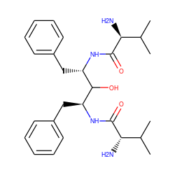 CC(C)[C@H](N)C(=O)N[C@@H](Cc1ccccc1)C(O)[C@H](Cc1ccccc1)NC(=O)[C@@H](N)C(C)C ZINC000013600935