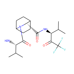 CC(C)[C@H](N)C(=O)N1C2CCC(CC2)[C@@H]1C(=O)N[C@H](C(=O)C(F)(F)F)C(C)C ZINC000029565964