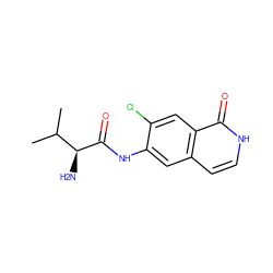 CC(C)[C@H](N)C(=O)Nc1cc2cc[nH]c(=O)c2cc1Cl ZINC000058582505