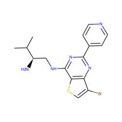 CC(C)[C@H](N)CNc1nc(-c2ccncc2)nc2c(Br)csc12 ZINC000223687247