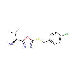 CC(C)[C@H](N)c1nnc(SCc2ccc(Cl)cc2)o1 ZINC000000527039