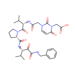 CC(C)[C@H](NC(=O)[C@@H]1CCCN1C(=O)[C@@H](NC(=O)Cn1ccc(=O)n(CC(=O)O)c1=O)C(C)C)C(=O)C(=O)NCc1ccccc1 ZINC000049757280