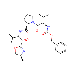 CC(C)[C@H](NC(=O)[C@@H]1CCCN1C(=O)[C@@H](NC(=O)OCc1ccccc1)C(C)C)C(=O)C1=N[C@@H](C)CO1 ZINC000027994065