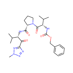 CC(C)[C@H](NC(=O)[C@@H]1CCCN1C(=O)[C@@H](NC(=O)OCc1ccccc1)C(C)C)C(=O)c1nnn(C)n1 ZINC000013740113