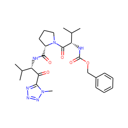 CC(C)[C@H](NC(=O)[C@@H]1CCCN1C(=O)[C@@H](NC(=O)OCc1ccccc1)C(C)C)C(=O)c1nnnn1C ZINC000013740112