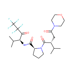 CC(C)[C@H](NC(=O)[C@@H]1CCCN1C(=O)[C@H](CC(=O)N1CCOCC1)C(C)C)C(=O)C(F)(F)C(F)(F)F ZINC000026497414