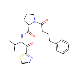 CC(C)[C@H](NC(=O)[C@@H]1CCCN1C(=O)CCCc1ccccc1)C(=O)c1nccs1 ZINC000027624907