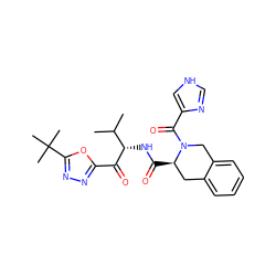 CC(C)[C@H](NC(=O)[C@@H]1Cc2ccccc2CN1C(=O)c1c[nH]cn1)C(=O)c1nnc(C(C)(C)C)o1 ZINC000013862588