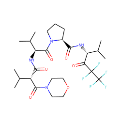 CC(C)[C@H](NC(=O)[C@H](C(=O)N1CCOCC1)C(C)C)C(=O)N1CCC[C@H]1C(=O)N[C@@H](C(=O)C(F)(F)C(F)(F)F)C(C)C ZINC000027522017