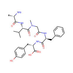 CC(C)[C@H](NC(=O)[C@H](C)N)C(=O)N(C)CC(=O)N[C@@H](Cc1ccccc1)C(=O)N[C@@H](Cc1ccc(O)cc1)C(=O)O ZINC000028458814