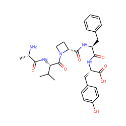 CC(C)[C@H](NC(=O)[C@H](C)N)C(=O)N1CC[C@@H]1C(=O)N[C@@H](Cc1ccccc1)C(=O)N[C@@H](Cc1ccc(O)cc1)C(=O)O ZINC000028395192