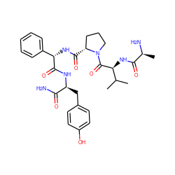 CC(C)[C@H](NC(=O)[C@H](C)N)C(=O)N1CCC[C@H]1C(=O)N[C@H](C(=O)N[C@@H](Cc1ccc(O)cc1)C(N)=O)c1ccccc1 ZINC000096282613