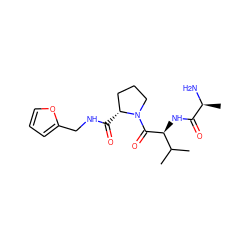 CC(C)[C@H](NC(=O)[C@H](C)N)C(=O)N1CCC[C@H]1C(=O)NCc1ccco1 ZINC000014951821