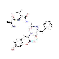 CC(C)[C@H](NC(=O)[C@H](C)N)C(=O)NCC(=O)N[C@@H](Cc1ccccc1)C(=O)N[C@@H](Cc1ccc(O)cc1)C(=O)O ZINC000028457460