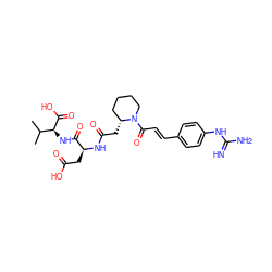 CC(C)[C@H](NC(=O)[C@H](CC(=O)O)NC(=O)C[C@@H]1CCCCN1C(=O)/C=C/c1ccc(NC(=N)N)cc1)C(=O)O ZINC000029472137