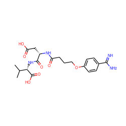 CC(C)[C@H](NC(=O)[C@H](CC(=O)O)NC(=O)CCCOc1ccc(C(=N)N)cc1)C(=O)O ZINC000003918297