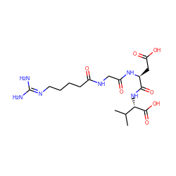 CC(C)[C@H](NC(=O)[C@H](CC(=O)O)NC(=O)CNC(=O)CCCCN=C(N)N)C(=O)O ZINC000013780064