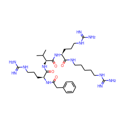 CC(C)[C@H](NC(=O)[C@H](CCCNC(=N)N)NC(=O)Cc1ccccc1)C(=O)N[C@@H](CCCNC(=N)N)C(=O)NCCCCCNC(=N)N ZINC000049680205