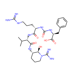 CC(C)[C@H](NC(=O)[C@H](CCCNC(=N)N)NC(=O)N[C@@H](Cc1ccccc1)C(=O)O)C(=O)N[C@H]1CCCN(C(=N)N)[C@@H]1O ZINC001772615092