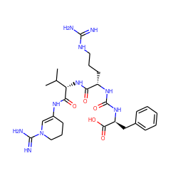 CC(C)[C@H](NC(=O)[C@H](CCCNC(=N)N)NC(=O)N[C@@H](Cc1ccccc1)C(=O)O)C(=O)NC1=CN(C(=N)N)CCC1 ZINC001772648145