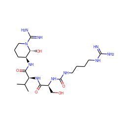 CC(C)[C@H](NC(=O)[C@H](CO)NC(=O)NCCCCNC(=N)N)C(=O)N[C@H]1CCCN(C(=N)N)[C@@H]1O ZINC001772577272