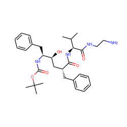 CC(C)[C@H](NC(=O)[C@H](Cc1ccccc1)C[C@H](O)[C@H](Cc1ccccc1)NC(=O)OC(C)(C)C)C(=O)NCCN ZINC000026720866