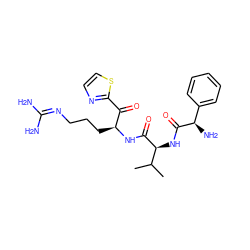 CC(C)[C@H](NC(=O)[C@H](N)c1ccccc1)C(=O)N[C@@H](CCCN=C(N)N)C(=O)c1nccs1 ZINC000036184943