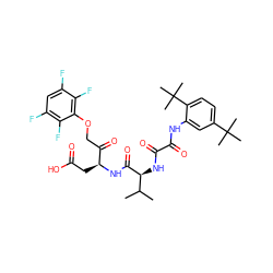 CC(C)[C@H](NC(=O)C(=O)Nc1cc(C(C)(C)C)ccc1C(C)(C)C)C(=O)N[C@@H](CC(=O)O)C(=O)COc1c(F)c(F)cc(F)c1F ZINC000026649430