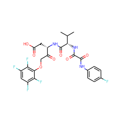 CC(C)[C@H](NC(=O)C(=O)Nc1ccc(F)cc1)C(=O)N[C@@H](CC(=O)O)C(=O)COc1c(F)c(F)cc(F)c1F ZINC000026648569