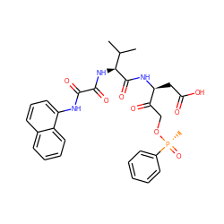 CC(C)[C@H](NC(=O)C(=O)Nc1cccc2ccccc12)C(=O)N[C@@H](CC(=O)O)C(=O)CO[P@@](C)(=O)c1ccccc1 ZINC000026580342