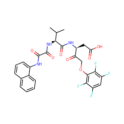 CC(C)[C@H](NC(=O)C(=O)Nc1cccc2ccccc12)C(=O)N[C@@H](CC(=O)O)C(=O)COc1c(F)c(F)cc(F)c1F ZINC000003934234