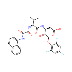 CC(C)[C@H](NC(=O)C(=O)Nc1cccc2ccccc12)C(=O)N[C@@H](CC(=O)O)C(=O)COc1c(F)cc(F)cc1F ZINC000003934235