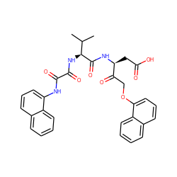 CC(C)[C@H](NC(=O)C(=O)Nc1cccc2ccccc12)C(=O)N[C@@H](CC(=O)O)C(=O)COc1cccc2ccccc12 ZINC000026649052