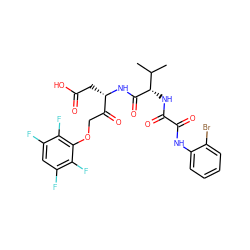 CC(C)[C@H](NC(=O)C(=O)Nc1ccccc1Br)C(=O)N[C@@H](CC(=O)O)C(=O)COc1c(F)c(F)cc(F)c1F ZINC000026652230