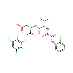 CC(C)[C@H](NC(=O)C(=O)Nc1ccccc1Cl)C(=O)N[C@@H](CC(=O)O)C(=O)COc1c(F)c(F)cc(F)c1F ZINC000026653657