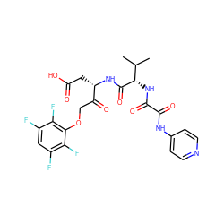 CC(C)[C@H](NC(=O)C(=O)Nc1ccncc1)C(=O)N[C@@H](CC(=O)O)C(=O)COc1c(F)c(F)cc(F)c1F ZINC000026580089