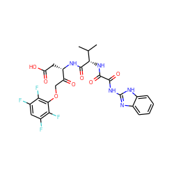 CC(C)[C@H](NC(=O)C(=O)Nc1nc2ccccc2[nH]1)C(=O)N[C@@H](CC(=O)O)C(=O)COc1c(F)c(F)cc(F)c1F ZINC000139721995