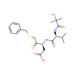 CC(C)[C@H](NC(=O)C(C)(C)O)C(=O)N[C@@H](CC(=O)O)C(=O)CSCc1ccccc1 ZINC000014947290