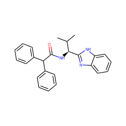 CC(C)[C@H](NC(=O)C(c1ccccc1)c1ccccc1)c1nc2ccccc2[nH]1 ZINC000006459453