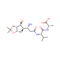 CC(C)[C@H](NC(=O)C[C@@H](N)[C@H]1O[C@@H]2OC(C)(C)O[C@@H]2[C@H]1O)C(=O)N[C@@H](C)C(=O)O ZINC000084726073
