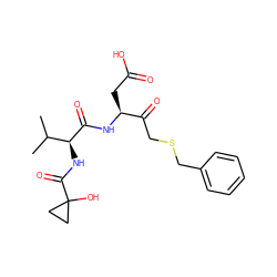 CC(C)[C@H](NC(=O)C1(O)CC1)C(=O)N[C@@H](CC(=O)O)C(=O)CSCc1ccccc1 ZINC000014947291